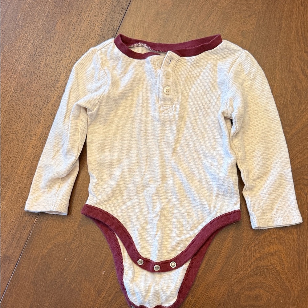 Old Navy Cream and Burgundy Kids Bodysuit